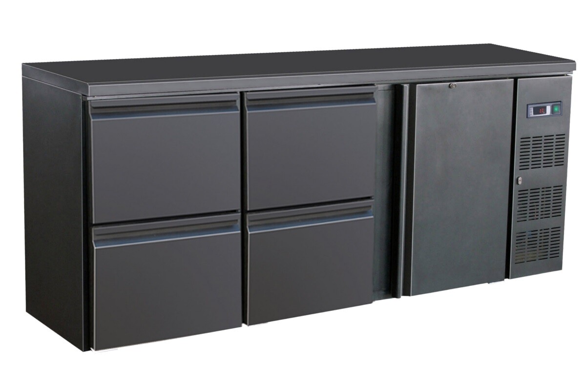 Combisteel Bar Cooler Black 1 Door 4 Drawers, 537L, Digital 1