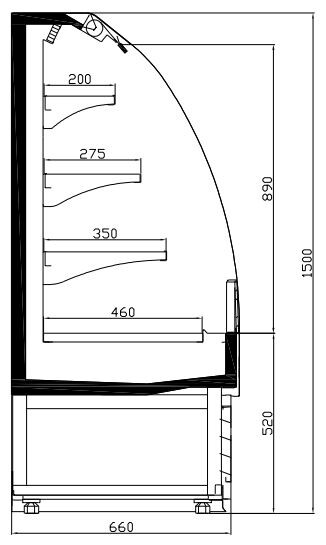 Combisteel Cold Display 1.5m, 440L Capacity, Curved Glass 5