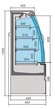 Combisteel Noah Cold Display Cabinet 1.3m, Sliding Doors, LED 2