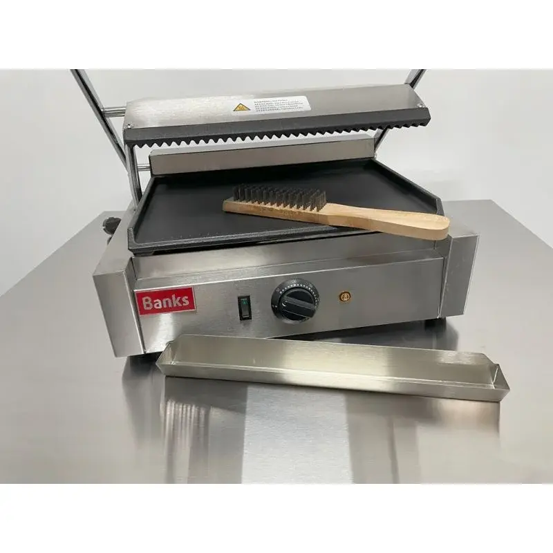 Banks PCG-RF Panini Grill Ribbed Top Flat Bottom 2.2kW 3