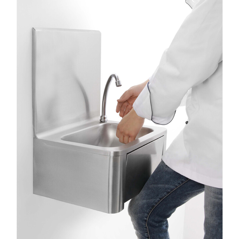 Combisteel Knee Operated Hand Washbasin, 400x330mm Stainless Steel 2