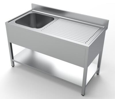 Combisteel Sink Unit 1400mm with Left Shelf, Stainless Steel