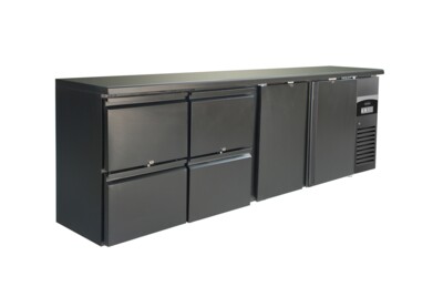 Combisteel Black Bar Cooler 2 Doors 4 Drawers, 698L Capacity