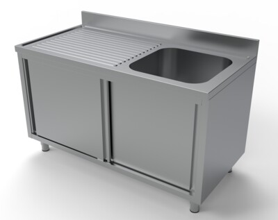 Combisteel Stainless Steel Sink Unit 1400mm, Sliding Doors