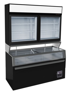 Combisteel Wall Mounted Black Freezer 2 Glass Doors, 948L Total