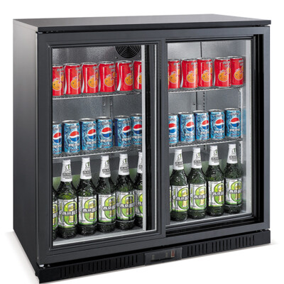 Combisteel Backbar Cooler Black 2 Sliding Doors, 198L Capacity