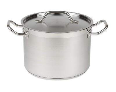Chefs Heat Deep Stockpot 22L, Stainless Steel with Lid, 36cm