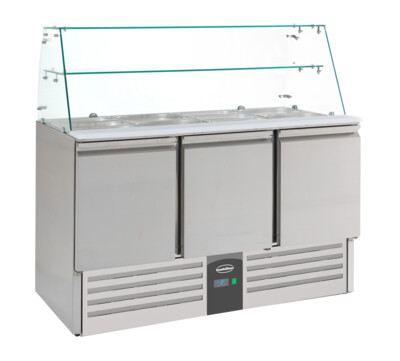 Combisteel 3-Door Refrigerated Saladette, 368L, Glass Top