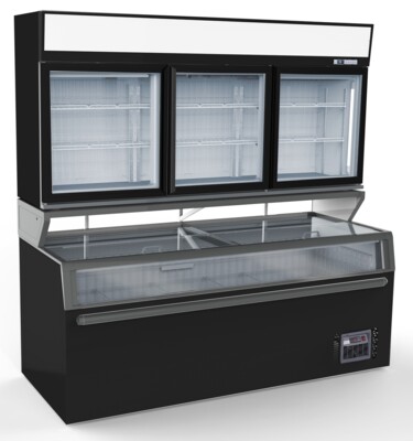 Combisteel Wall Mounted Freezer 3 Glass Doors, 1446L Total Capacity
