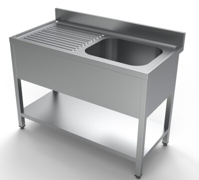 Combisteel 1200mm Sink Unit with Right Shelf, Stainless Steel