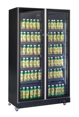 Combisteel Glass Door Refrigerator 758L, 2 Doors, Mobile Black