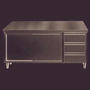 Combisteel Worktable 1800mm Sliding Doors Drawers, 1/1 GN, 700mm Deep
