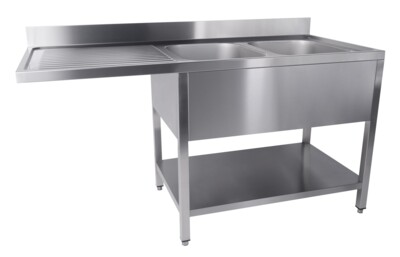 Combisteel Sink Unit with Dishwasher Shelf 1600mm, Right Basin