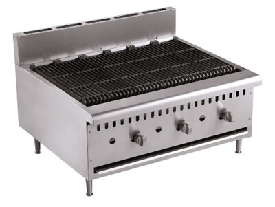 Combisteel Gas Lava Stone Grill 3 Burner, 27 kW, Tabletop