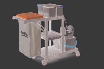 ProCart 311 Cleaning Trolley with Mop Buckets & Shelving