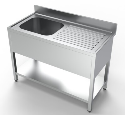 Combisteel Sink Unit with Left Shelf, 1200x600mm, Stainless Steel