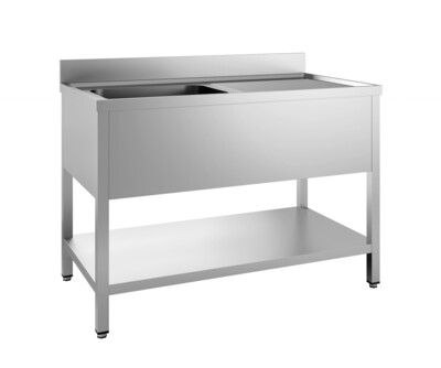 Combisteel Sink Unit 1600mm, 2 Left Bowls, Flat Packed