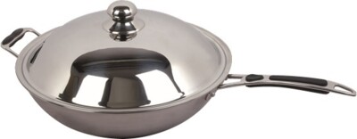 Combisteel Stainless Steel Induction Wok Pan 36cm Diameter