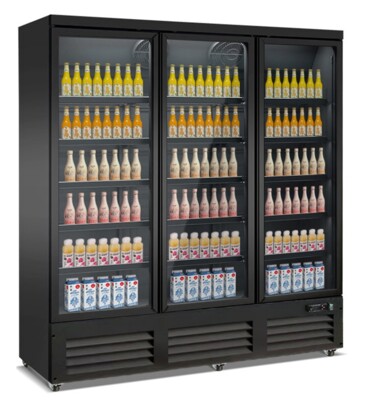 Combisteel 3 Glass Door Freezer 1500L, -22°C, Black CEB-1600F