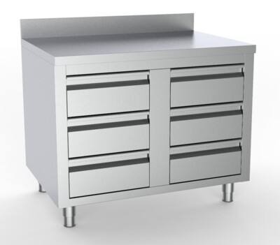 Combisteel Stainless Steel Worktable 6 Drawers 1000x700mm