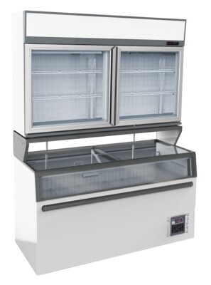 Combisteel Wall Mounted Freezer Unit 2 Glass Doors, 948L Total