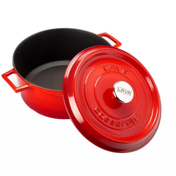 Lava Cast Iron Casserole Ø24cm Red, 4.49L Capacity