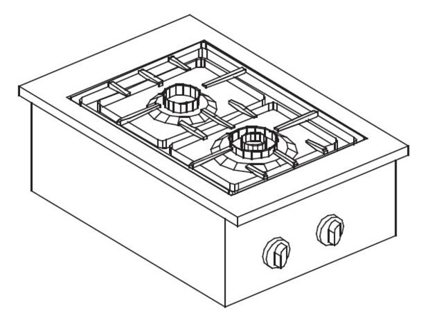 Gas Range 2 Burner Drop-In, 9 kW Total Output