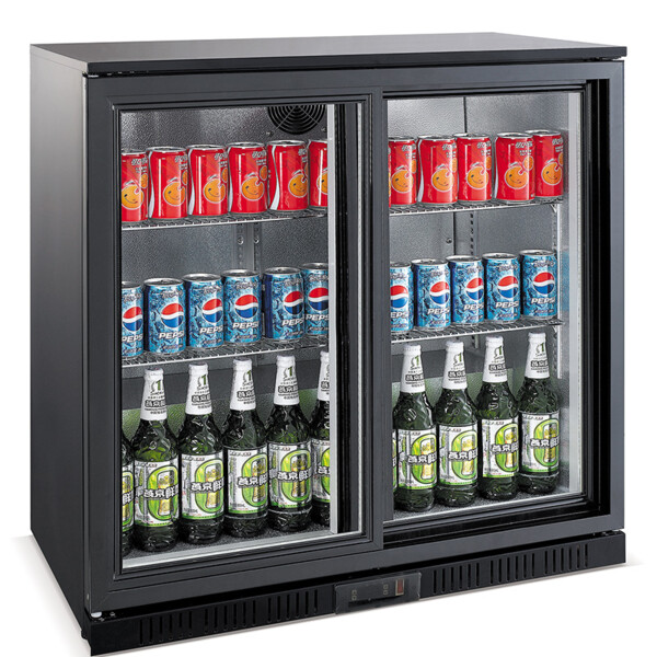Combisteel Backbar Cooler Black 2 Sliding Doors, 198L Capacity