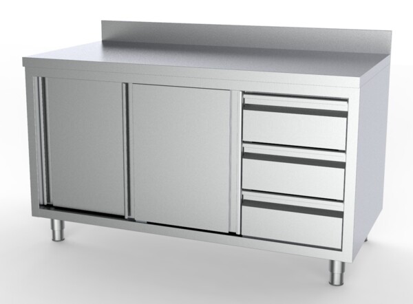 Combisteel Worktable 2000mm with Sliding Doors & Drawers, 1/1 GN