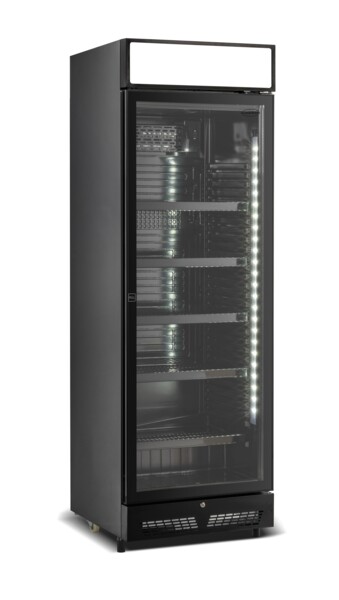 Combisteel Glass Door Refrigerator SVE-450 BLC, 400L, Black with Lightbox