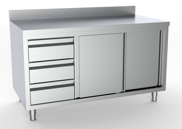Combisteel 1/1 GN Worktable 2000x700mm, Sliding Doors & Drawers Left