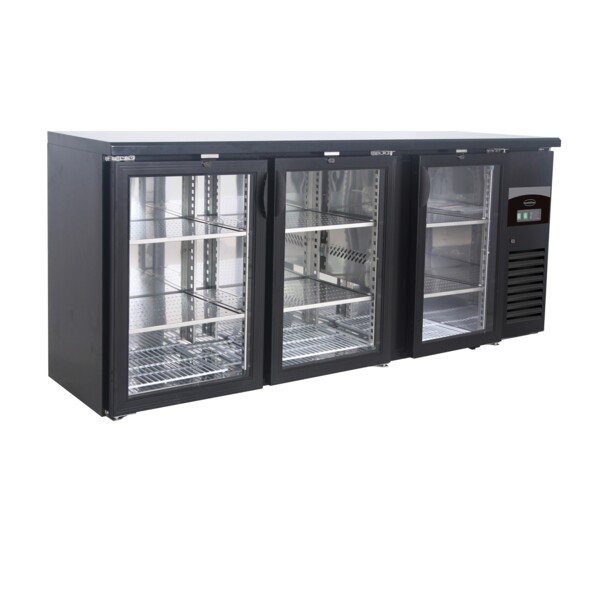 Combisteel Backbar Cooler 3 Glass Doors, 537L, Black Steel