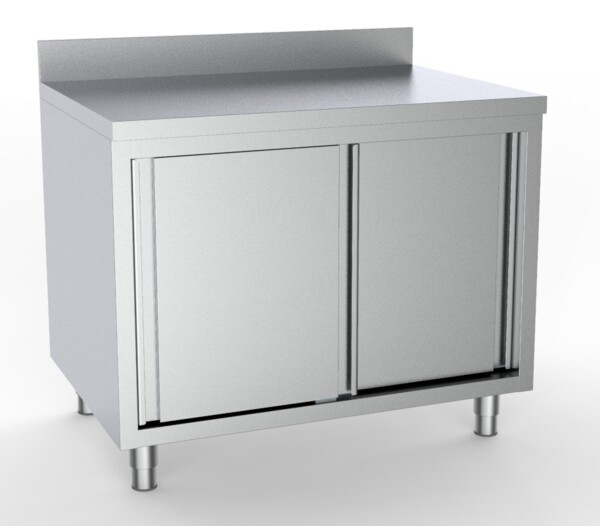 Combisteel Worktable with Sliding Doors 1400x600mm, Stainless Steel