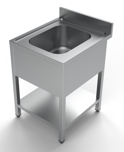 Combisteel Sink Unit with Middle Shelf 600x700mm, Stainless Steel