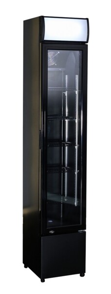 Combisteel Glass Door Refrigerator Narrow Black, 105L, Static Cooling