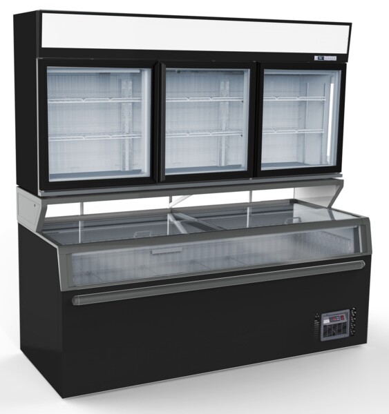 Combisteel Wall Mounted Freezer 3 Glass Doors, 1446L Total Capacity