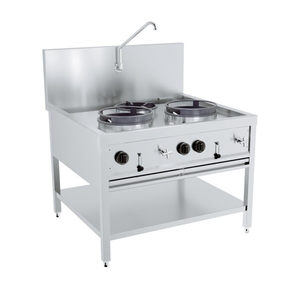 Combisteel Gas Wok Table 3 Burner, 43 kW Total Output, Freestanding