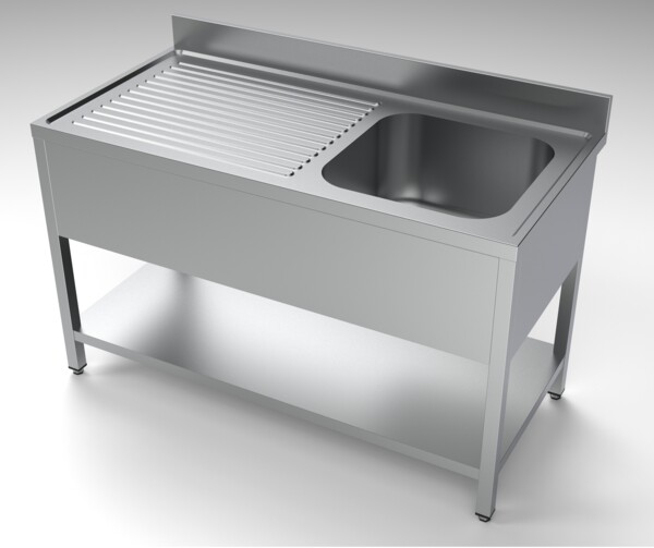 Combisteel Stainless Steel Sink Unit 1400mm, Single Bowl Right