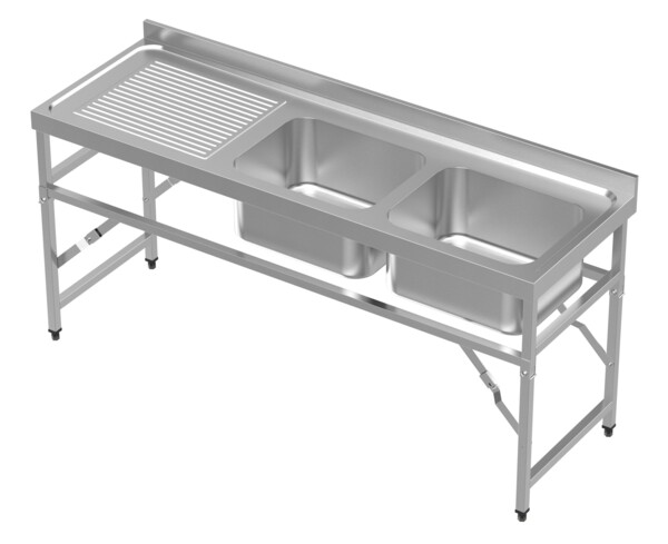 Combisteel Fold Down Sink Unit 1800mm, Stainless Steel, 2 Bowls