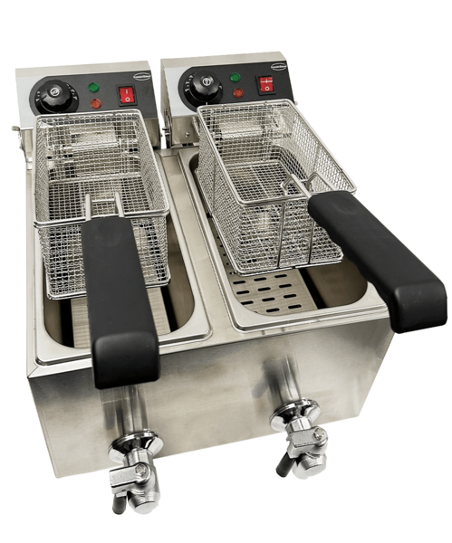 Combisteel Electric Counter Fryer 2x4L, Dual Zone, 4kW Tabletop