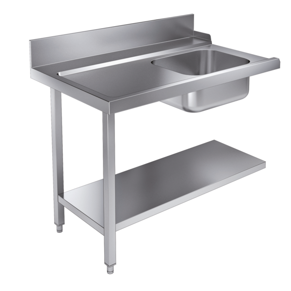 Combisteel Entry Table 1200mm Left, Bottom Shelf for Dishwashers