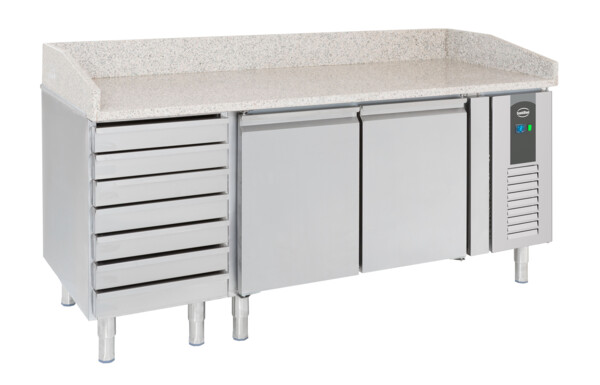 Combisteel Pizza Counter 2 Door 7 Drawers, 580L, Granite Top