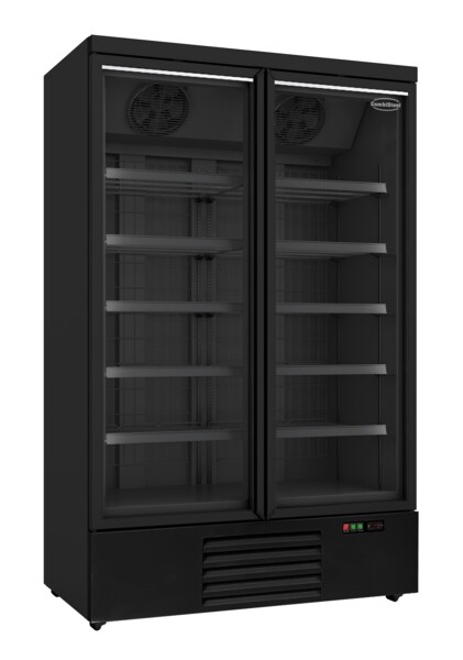 Combisteel Black Glass Door Freezer 1000L, Double Door Display