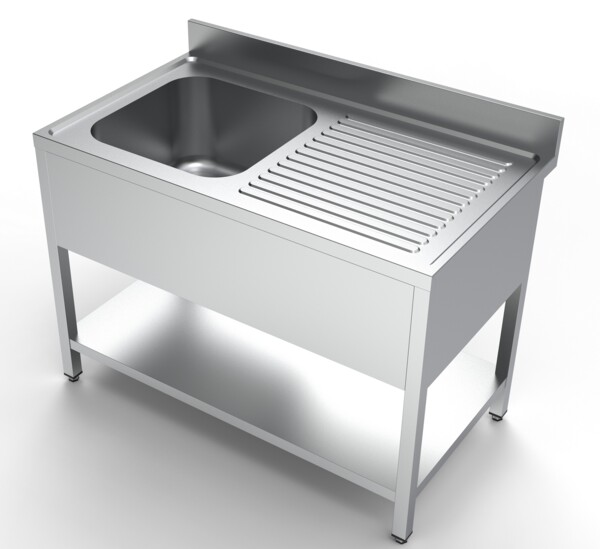 Combisteel Sink Unit 1200mm Left Bowl, Stainless Steel Shelf