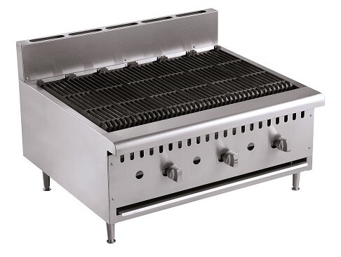 Combisteel Gas Lava Stone Grill 3 Burner, 27 kW, Tabletop