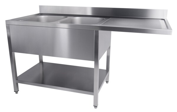 Combisteel Dishwasher Sink Unit 1600mm, 2 Left Bowls, Flat Pack