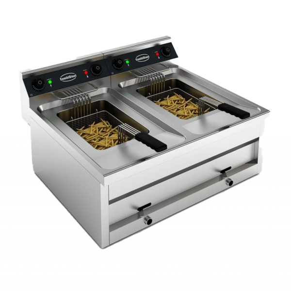 Combisteel Electric Counter Fryer 2x12L, 2x9kW Double Tank