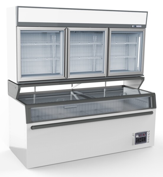 Combisteel Wall Mounted Freezer 3 Glass Doors, 1446L Capacity
