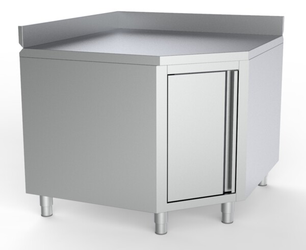 Combisteel Corner Worktable With Door 1000x700mm, Stainless Steel