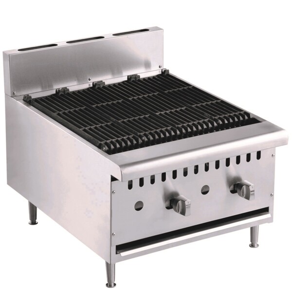 Combisteel Gas Grill 2 Burner Tabletop, 18 kW, Ribbed Surface